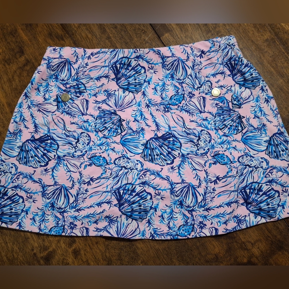Lilly Pulitzer Blue and Pink Seashell Skirt